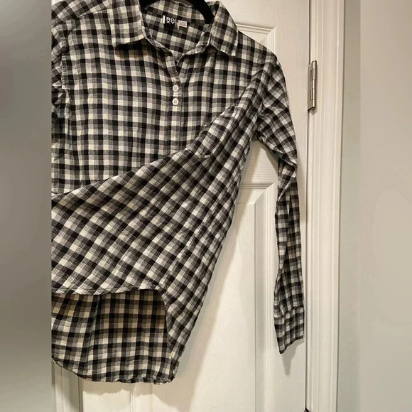 Roxy Women’s Black Cream Plaid Flannel Shirt Double Button Triangle Flap Size XS - Picture 5 of 12